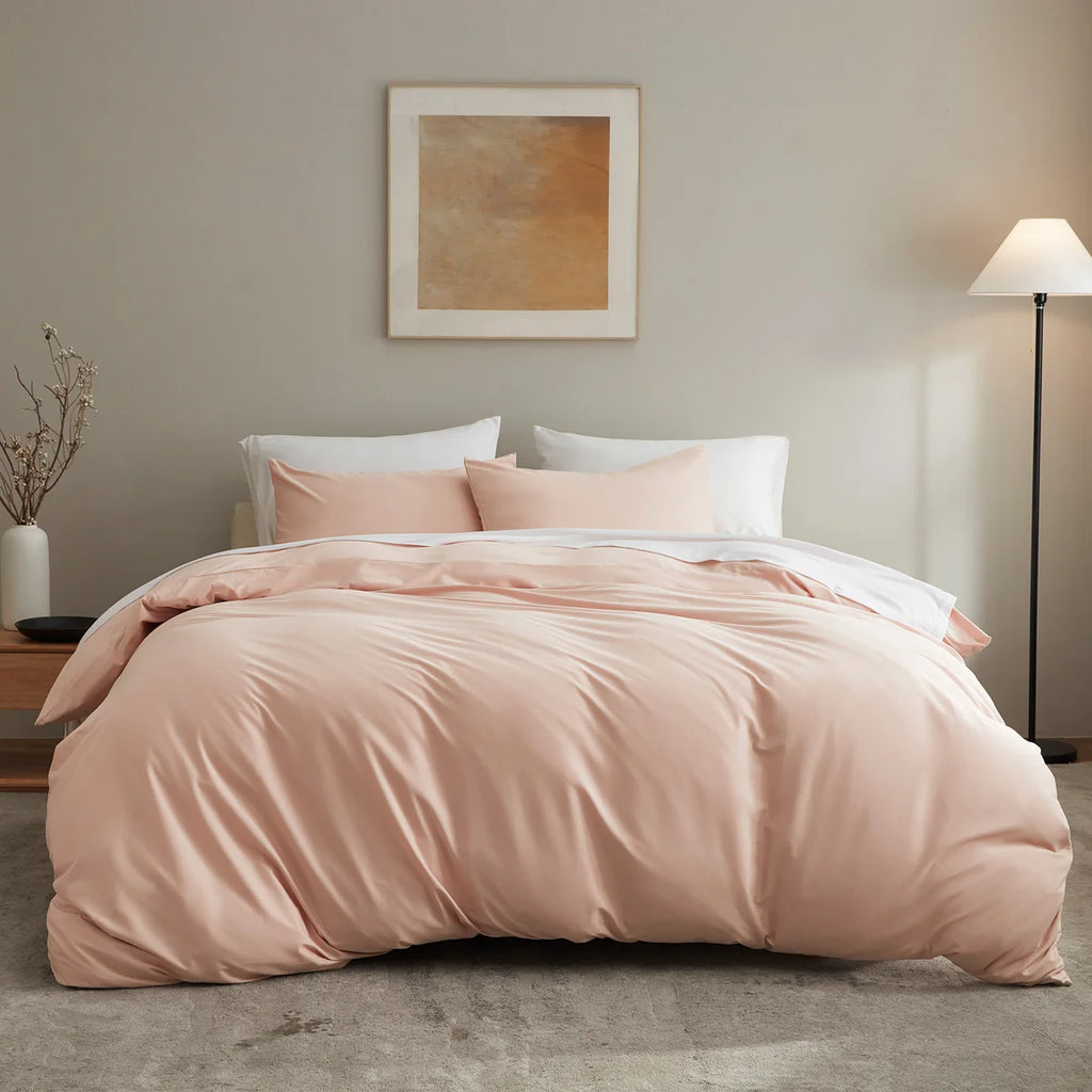 Reversible Cotton Jersey Duvet Cover Set All Season Bedding (Set of 4)