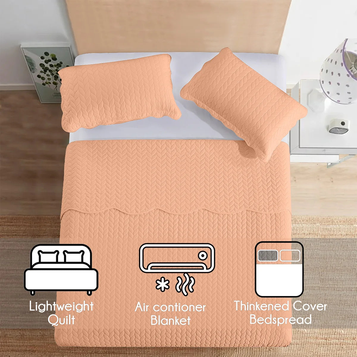 California King Embossed Microfiber Coverlet Set – Lightweight & Oversized for Summer Comfort