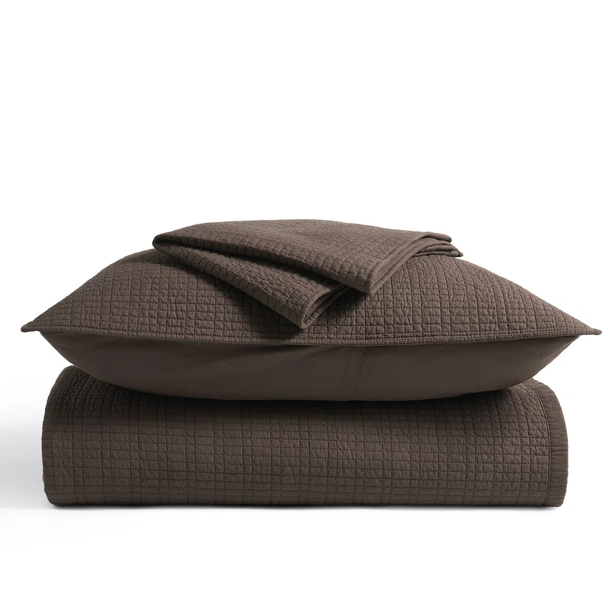 100% Cotton Quilt, Pre-Washed Modern Grid Stitch Lightweight Bedspread Coverlet For All Season, Oversized 3-Piece Quilt Set With 2 Pillow Shams