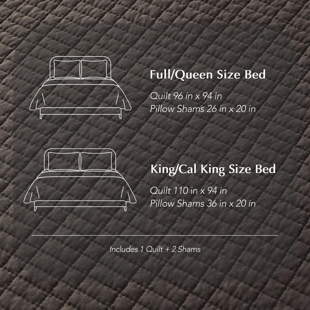 100% Cotton Quilt, Pre-Washed Modern Grid Stitch Lightweight Bedspread Coverlet For All Season, Oversized 3-Piece Quilt Set With 2 Pillow Shams