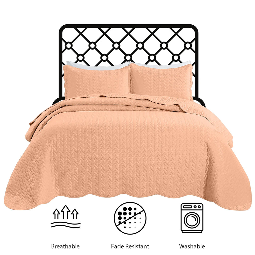 California King Embossed Microfiber Coverlet Set – Lightweight & Oversized for Summer Comfort