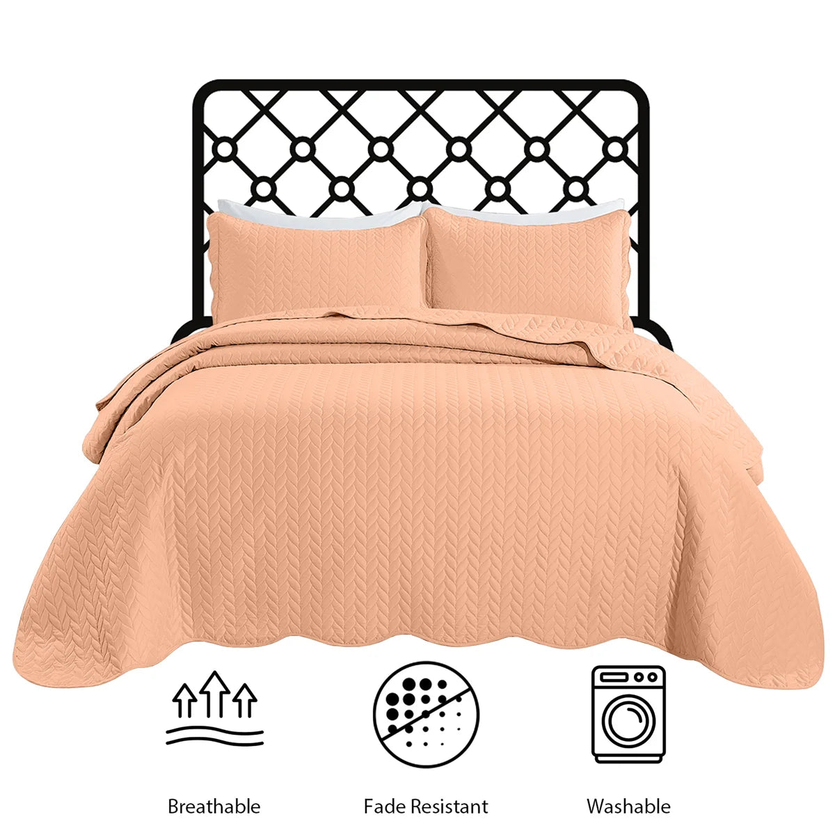 California King Embossed Microfiber Coverlet Set – Lightweight & Oversized for Summer Comfort