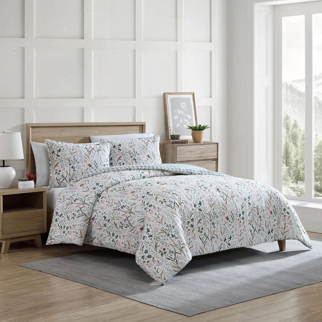Woodland Forest Cotton Reversible Pink Comforter Set